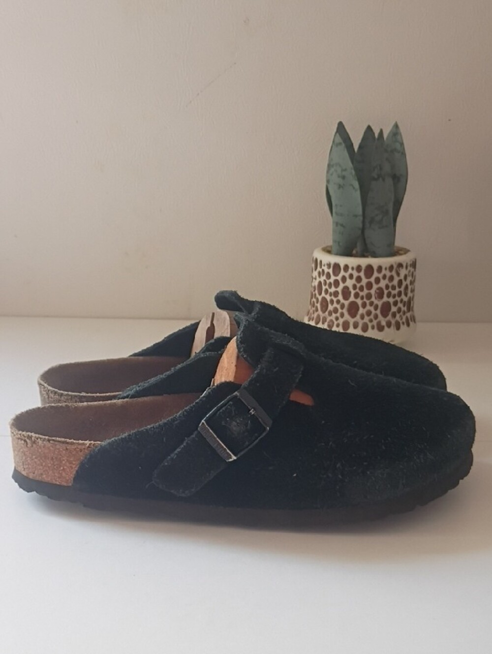 Birkenstock Boston Black Suede Clog size 38 women's 7 mens 5